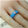 Image 9 : Sky Blue Enamel Wide Band with Bezel-Set Diamond