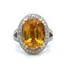 Image 1 : Yellow Sapphire Ring with Diamond Halo & Shoulders