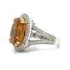 Image 2 : Yellow Sapphire Ring with Diamond Halo & Shoulders