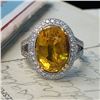 Image 4 : Yellow Sapphire Ring with Diamond Halo & Shoulders
