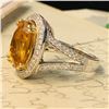 Image 5 : Yellow Sapphire Ring with Diamond Halo & Shoulders
