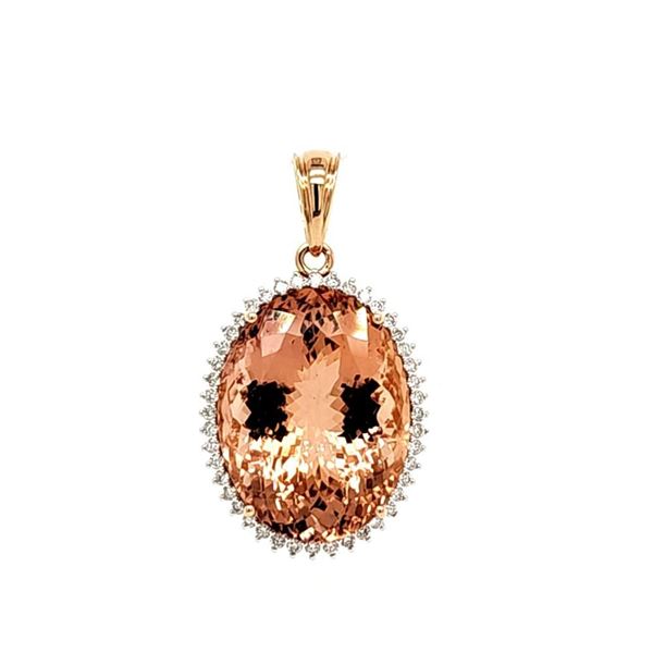 Morganite and Diamond Halo Pendant - Gem Quality