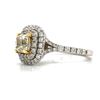 Image 2 : Cushion-Cut Yellow and Colorless Diamond Halo Ring