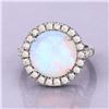 Image 2 : Cabochon Opal and Champagne Diamond Halo Ring