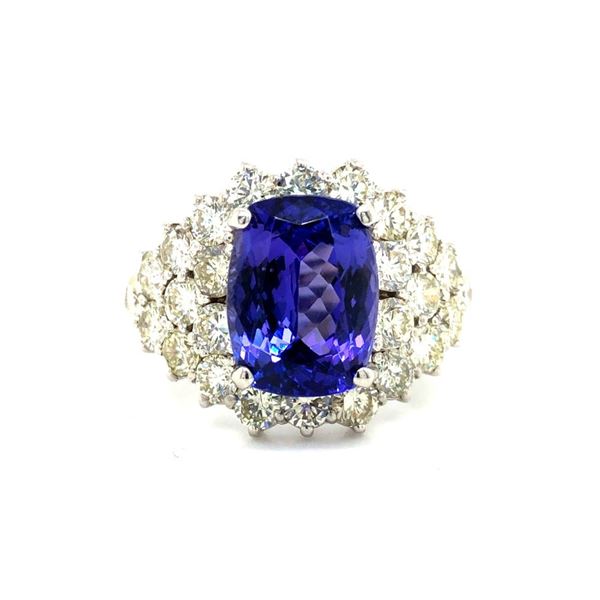 Cushion-Cut Tanzanite and Diamond "Avalanche" Ring