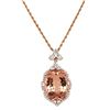 Image 1 : Morganite Pendant with Diamond Halo - Rose Gold