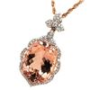 Image 3 : Morganite Pendant with Diamond Halo - Rose Gold