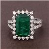 Image 2 : Rectangular Emerald and Diamond Halo Ring