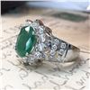 Image 6 : Oval-Cut Emerald and Stately Diamond Halo Ring