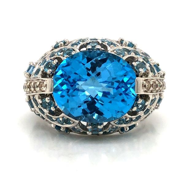 Blue Topaz and Diamond Dome Ring