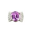 Image 1 : Custom-Made Platinum Kunzite and Diamond Ring