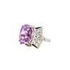 Image 2 : Custom-Made Platinum Kunzite and Diamond Ring