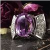 Image 4 : Custom-Made Platinum Kunzite and Diamond Ring
