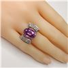 Image 5 : Custom-Made Platinum Kunzite and Diamond Ring