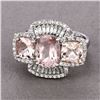 Image 2 : Morganite Trinity Ring with Diamond Halo and Frame