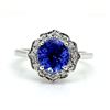 Image 1 : Violet-Colored Tanzanite & Diamond Flower Top Ring