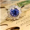 Image 6 : Violet-Colored Tanzanite & Diamond Flower Top Ring