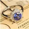 Image 7 : Violet-Colored Tanzanite & Diamond Flower Top Ring