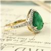 Image 2 : Zambian Emerald and Diamond Halo Ring - Pear Shape