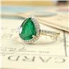 Image 3 : Zambian Emerald and Diamond Halo Ring - Pear Shape