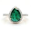Image 4 : Zambian Emerald and Diamond Halo Ring - Pear Shape