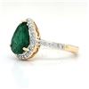 Image 5 : Zambian Emerald and Diamond Halo Ring - Pear Shape
