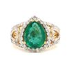 Image 1 : Emerald Ring with Diamond Halo - Gem AA Quality