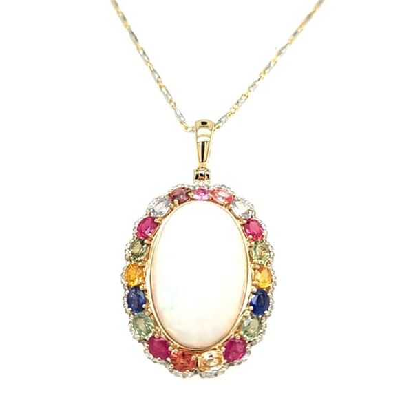 Amazing Opal, Rainbow Sapphire & Diamond Necklace