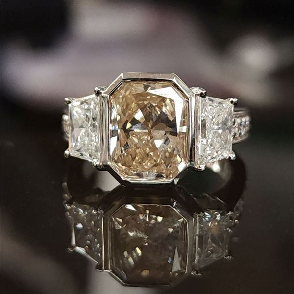 2.01 CT Fancy Color Diamond & White Diamond Ring