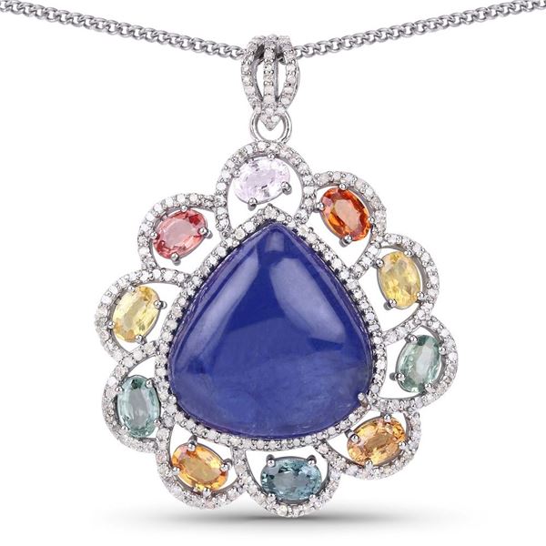 Tanzanite & Diamond Pendant - Fancy Sapphire Frame