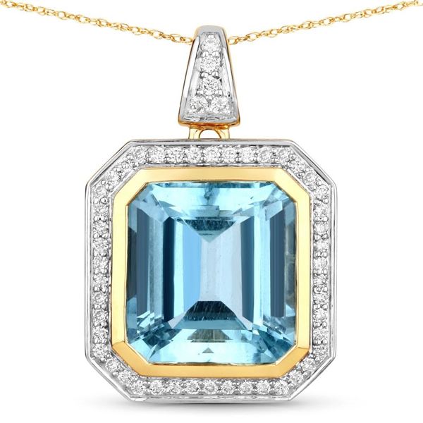 Bold, Concise Aquamarine and Diamond Frame Pendant