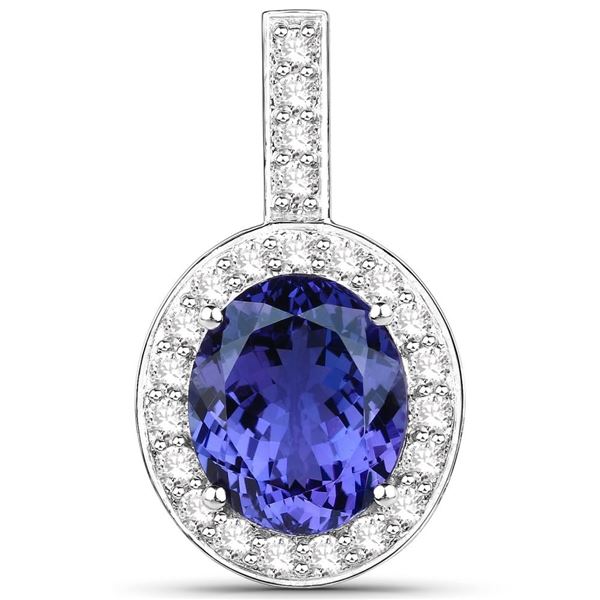 Bold Tanzanite and Striking Diamond Halo Pendant