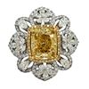 Image 1 : GIA 5CT Fancy Yellow & Colorless Diamond Halo Ring