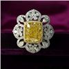 Image 4 : GIA 5CT Fancy Yellow & Colorless Diamond Halo Ring