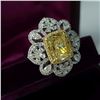 Image 5 : GIA 5CT Fancy Yellow & Colorless Diamond Halo Ring