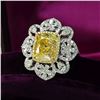 Image 6 : GIA 5CT Fancy Yellow & Colorless Diamond Halo Ring