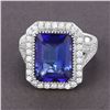 Image 7 : Large Tanzanite and Diamond Halo Ring