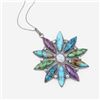 Image 3 : Colorful Turquoise, Moonstone, & Diamond Necklace