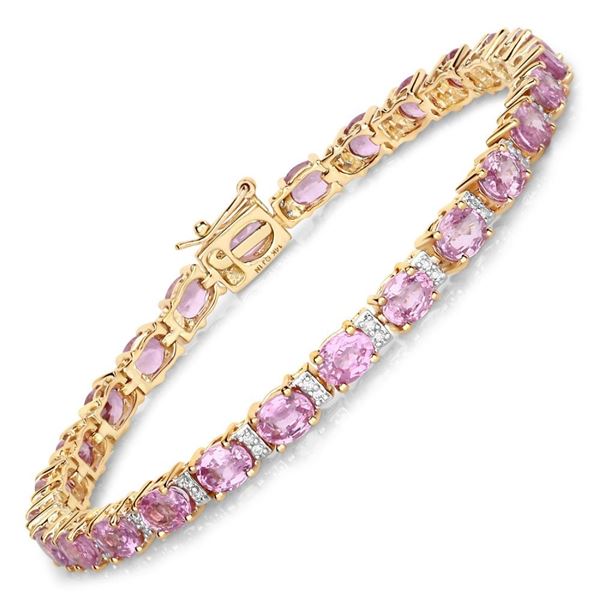Bright Pink Sapphire and Diamond Eternity Bracelet