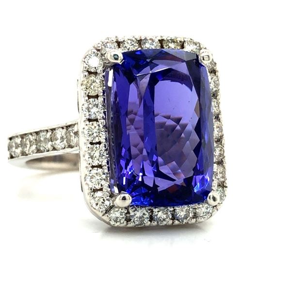 Astounding Huge Tanzanite and Diamond Halo Ring