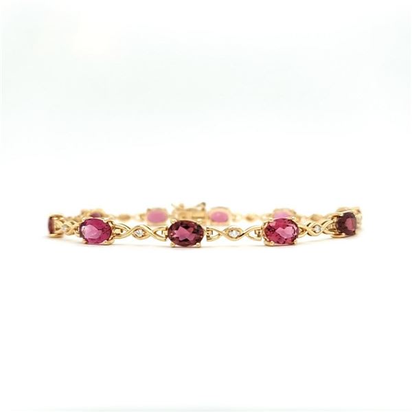 Rubellite Tourmaline and Diamond Gemstone Bracelet