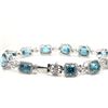 Image 2 : Bright, Mixed-Cut Blue Zircon and Diamond Bracelet