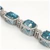 Image 6 : Bright, Mixed-Cut Blue Zircon and Diamond Bracelet