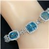 Image 8 : Bright, Mixed-Cut Blue Zircon and Diamond Bracelet