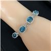 Image 9 : Bright, Mixed-Cut Blue Zircon and Diamond Bracelet