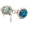Image 2 : Blue Zircon and Diamond Halo Earrings