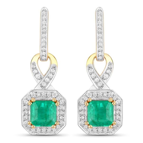 Emerald and Diamond Dazzling Dangling Earrings