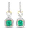 Image 1 : Emerald and Diamond Dazzling Dangling Earrings
