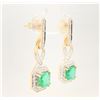 Image 3 : Emerald and Diamond Dazzling Dangling Earrings