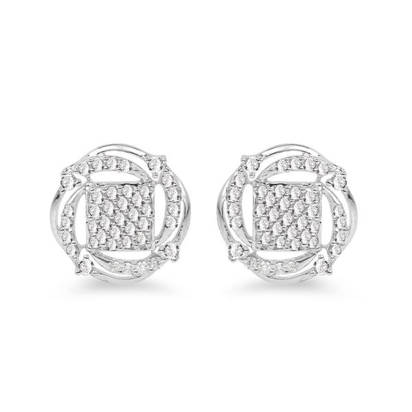 Cushion and Vortex Design Diamond Earrings